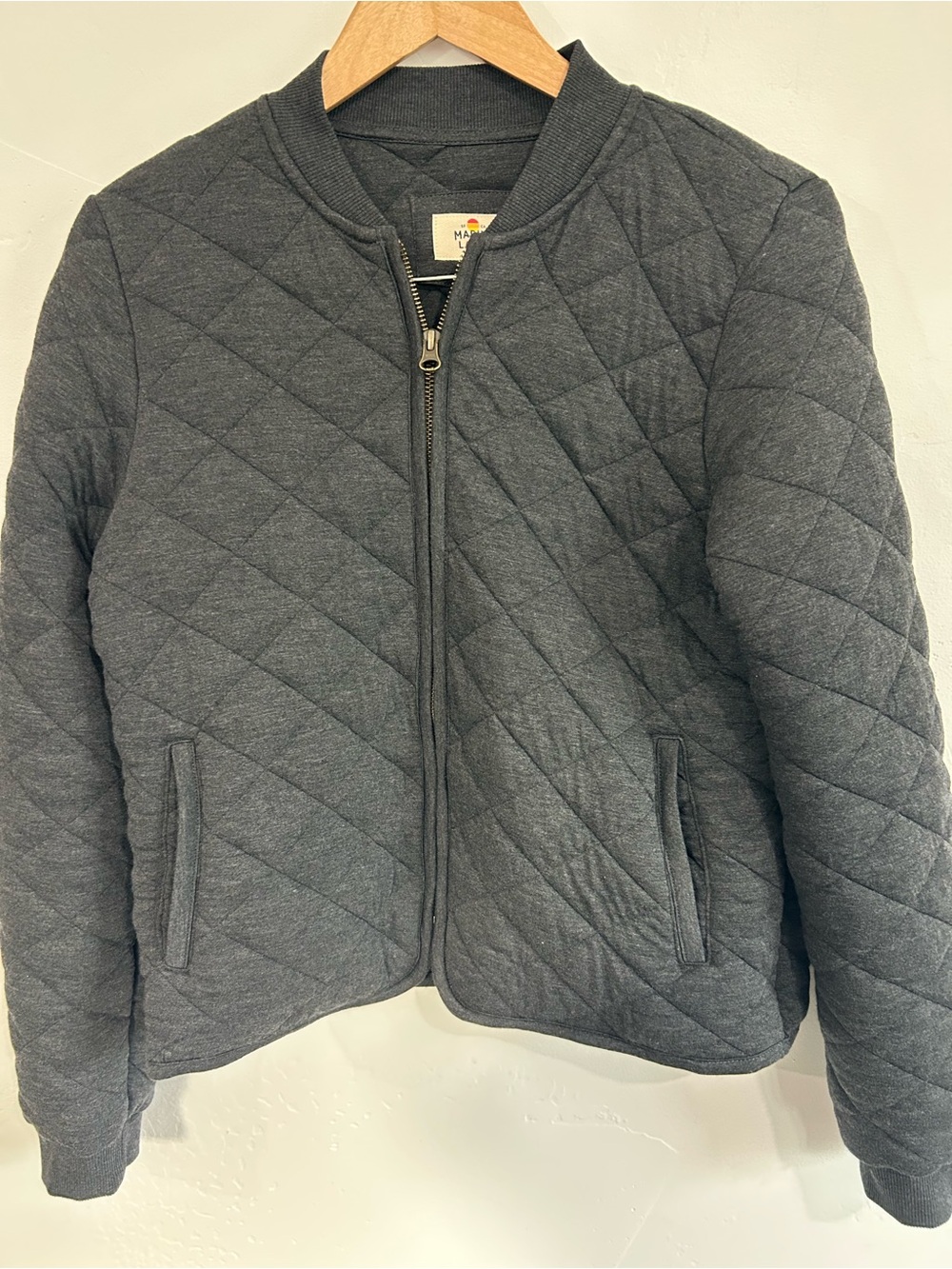 Quilted Zip-Front Bomber Jacket - Charcoal